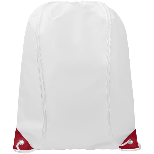 Oriole drawstring backpack with coloured corners 5L - White/Red