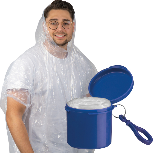 Regenponcho in een kunststof doosje