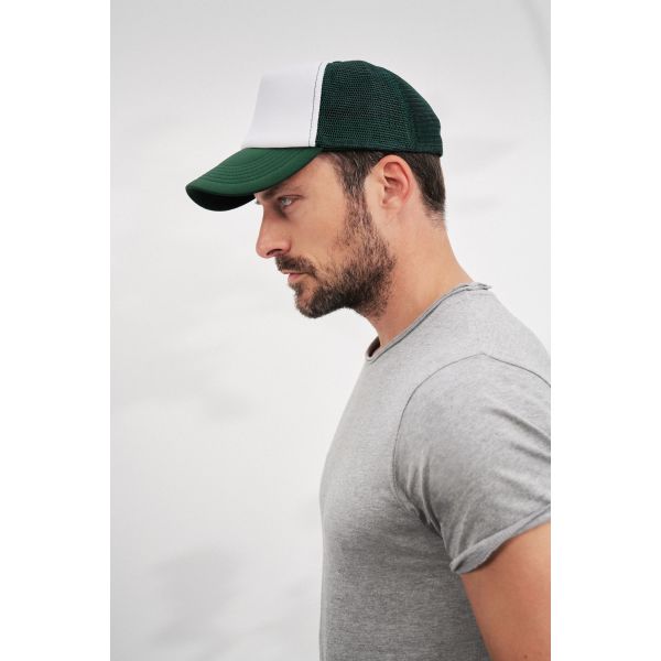 MB070 5 Panel Polyester Mesh Cap dieprood one size