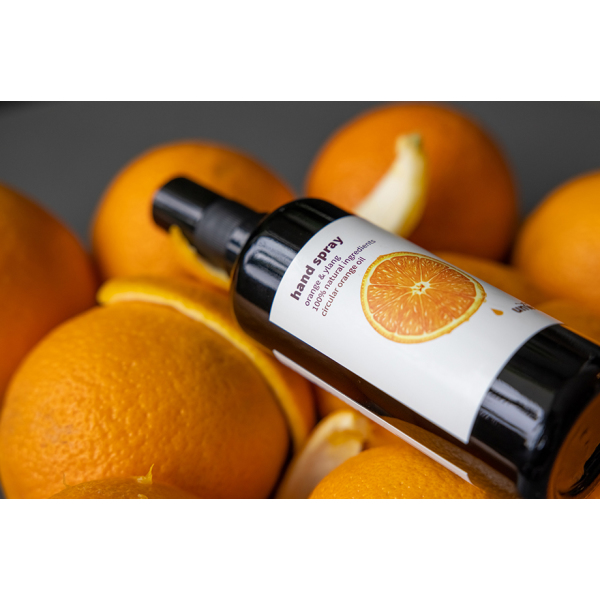 Anti-bacterial hand spray made with orange peel oil.