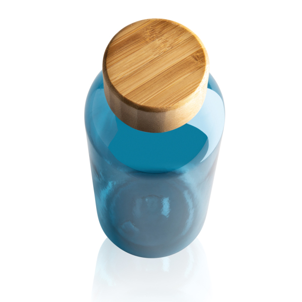 GRS recycled PET fles met bamboe dop, blauw