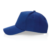 Impact AWARE™ 5 panel 280gr recycled katoenen cap, blauw