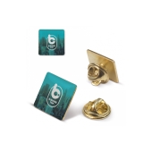 Badge metalen pin 15x15mm - Goud satijn
