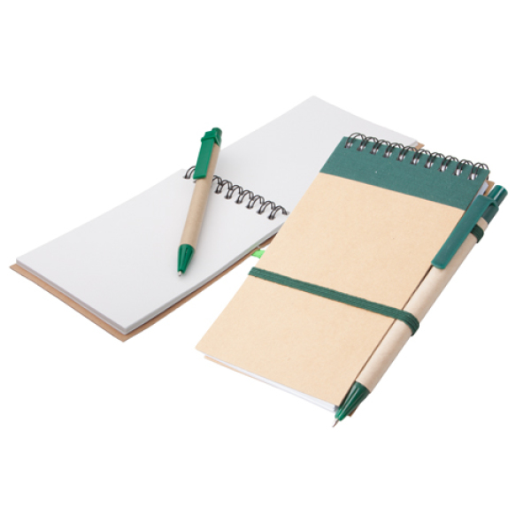 Ecocard notitieboek gerecycled papier 70 vel incl. balpen 9×14,6×8 cm