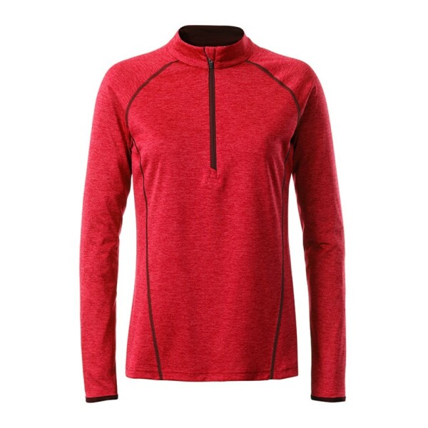 Ladies' Sports Shirt Longsleeve - red-melange/titan - XS