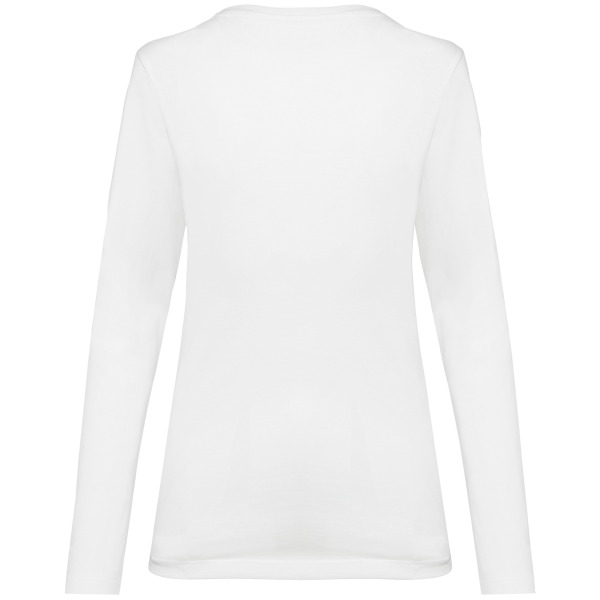 Supima® dames-T-shirt V-hals lange mouwen White XL
