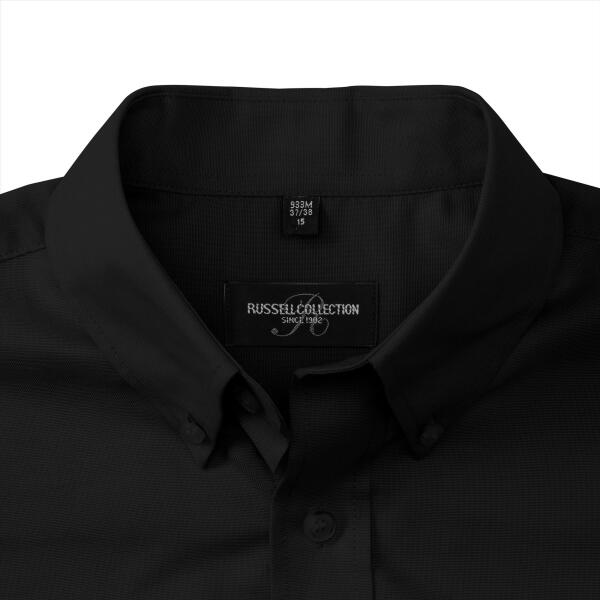 RUS Men Shortsleeve Classic Oxford Shirt, Black, 6XL