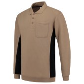 Polosweater Bicolor Borstzak Outlet 302001 Khaki-Black 4XL