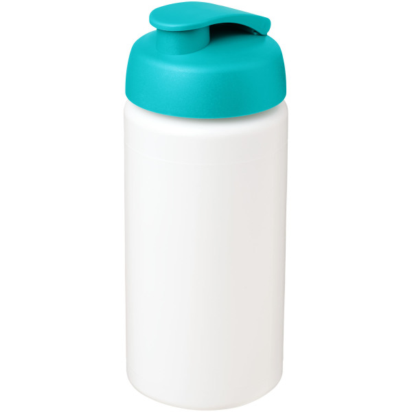 Baseline® Plus grip 500 ml flip lid sport bottle - White/Aqua