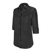 Overhemd in onderhoudsvriendelijk polykatoen-popeline 3/4-mouwen dames Black S