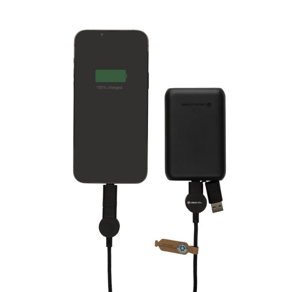 Oakland RCS recycled plastic 6-in-1 fast charging 45W cable, black