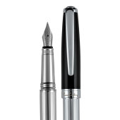 PC CHRISTOPHE vulpen met schrijfpunt maat M luxe schrijfinstrument van koper met een massief design blauwschrijvend zilver/zwart