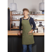 LS 38 Bib Apron Urban-Look with Cross Straps and Pocket - moss green - Stck