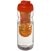 H2O Active® Base 650 ml sportfles en infuser met flipcapdeksel - Transparant/Oranje