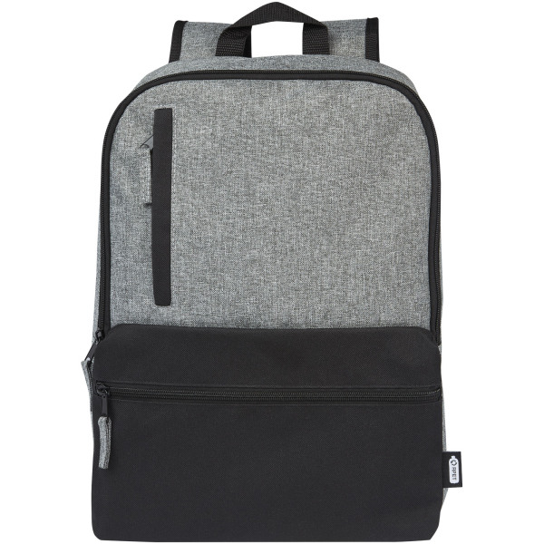 Reclaim 15" GRS recycled two-tone laptop backpack 14L - Solid black/Heather grey