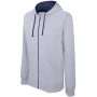 Herensweater met rits en capuchon in contrasterende kleur Oxford Grey / Navy XS
