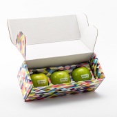 Geschenkverpakking incl. 3 appels met zwarte bedrukking