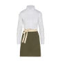 SANTORINI - Contrasted Bistro Apron with Pocket - Olive - One Size