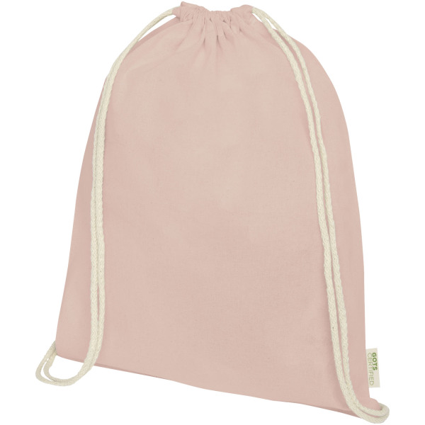 Orissa GOTS organisch katoenen rugzak van 140 g/m² met trekkoordsluiting 5L - Pale blush pink