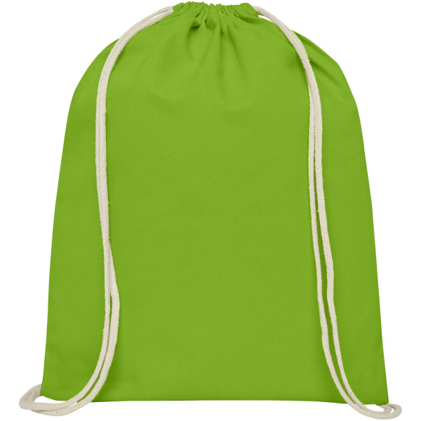 Oregon 140 g/m² cotton drawstring backpack 5L - Lime