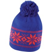 Fair Isle Knitted Hat Royal Blue / Red One Size