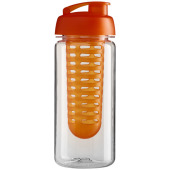 H2O Active® Octave Tritan™ 600 ml sportfles en infuser met flipcapdeksel - Transparant/Oranje