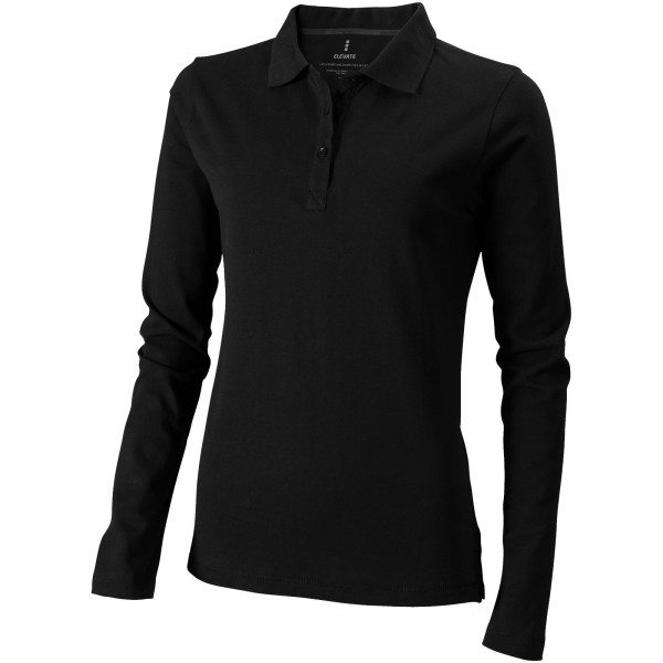 Oakville long sleeve women's polo - Solid black - S