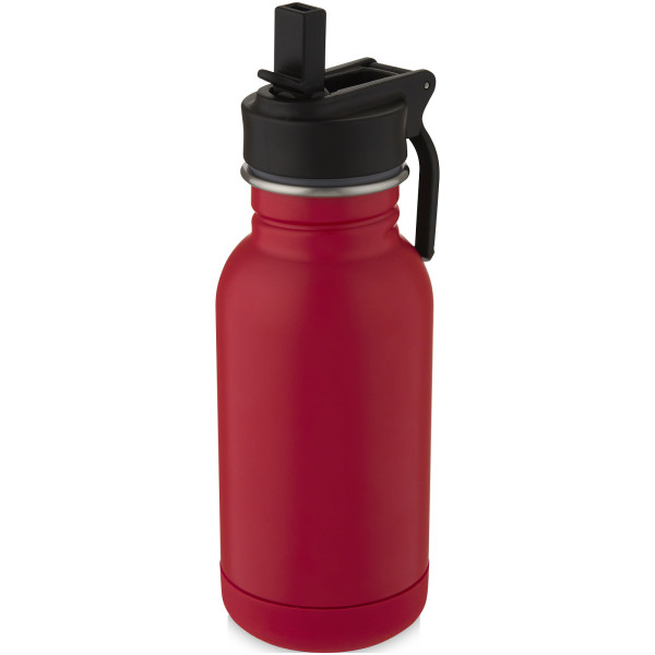 Lina 400 ml stainless steel sport bottle with straw and loop - Ruby red