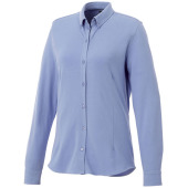 Bigelow piqué dames blouse met lange mouwen - Lichtblauw - XS
