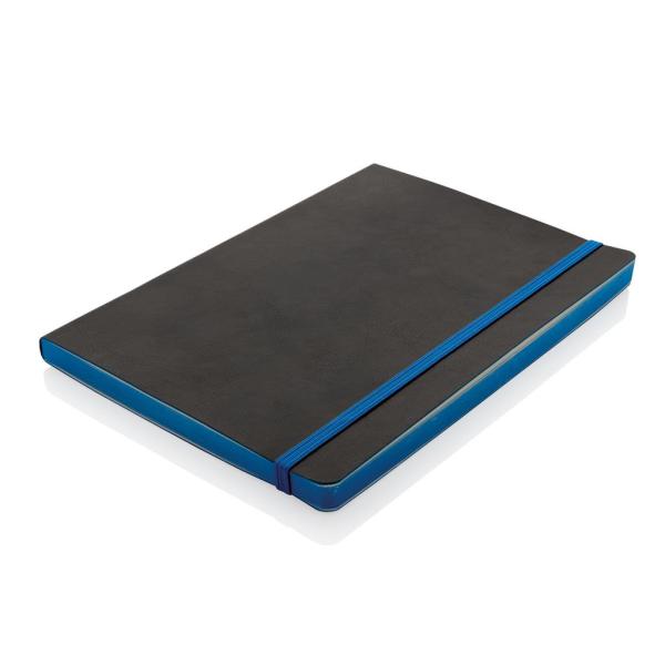Luxe A5 softcover notitieboek met gekleurde rand, blauw
