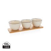 Ukiyo 3-delig serveerset met bamboe tray, wit, zwart