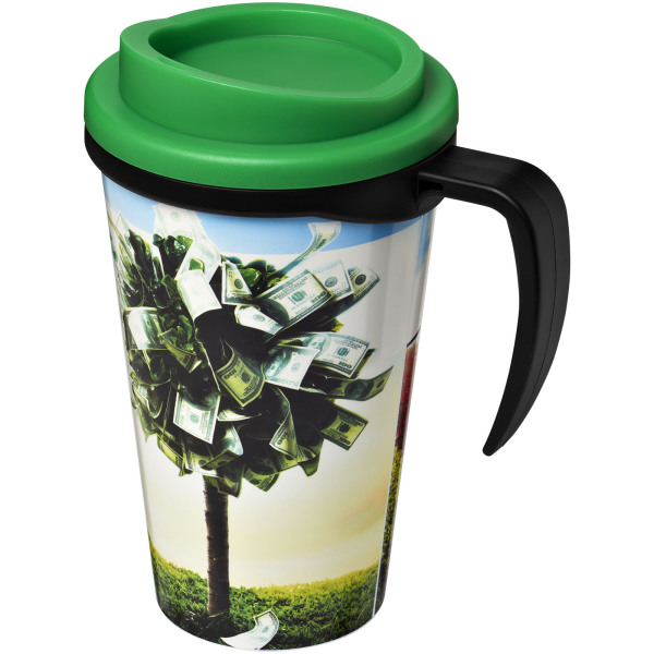 Brite-Americano® grande 350 ml insulated mug - Solid black/Green