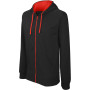 Herensweater met rits en capuchon in contrasterende kleur Black / Red S