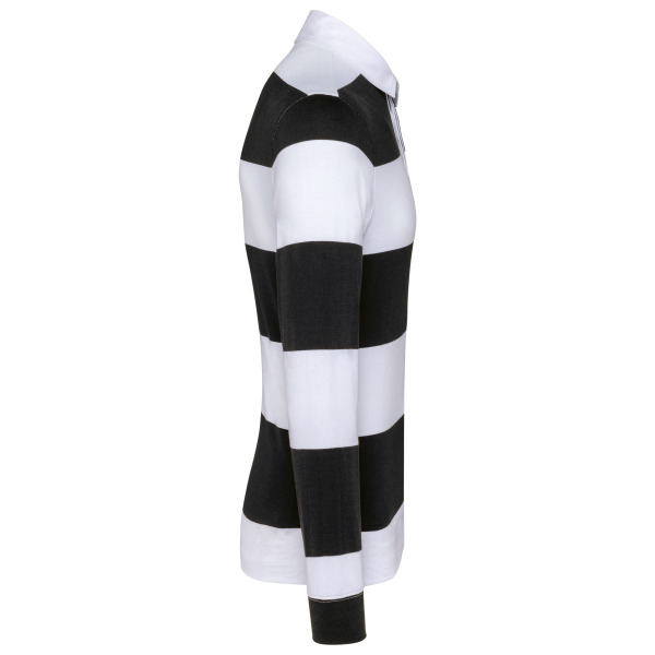 Gestreepte uniseks polo lange mouwen Black / White Stripes XL