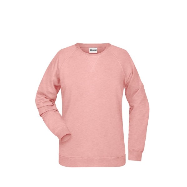 8021 Ladies' Sweat roze-melange XL