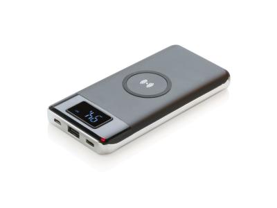 10.000 mAh powerbank met draadloze 5W oplader, zwart 10.000 mAh powerbank met draadloze 5W oplader, zwart