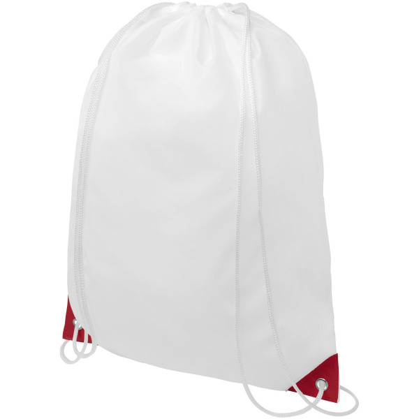 Oriole drawstring backpack with coloured corners 5L - White/Red