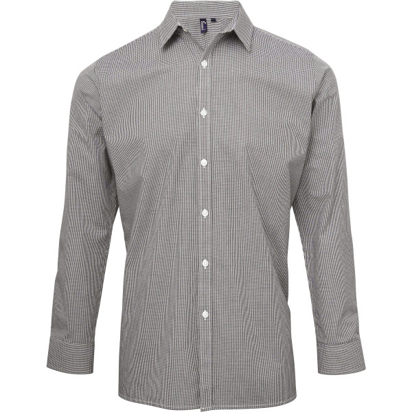 Men's long sleeve microcheck gingham shirt