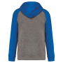 Kinder multisport-joggingbroek tweekleurige sweater met capuchon Grey heather/Sporty royal blue 10/12 jaar