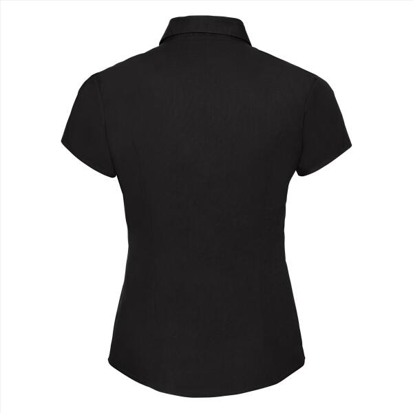 RUS Ladies Shortsleeve Fitted Stretch Shirt, Black, XS