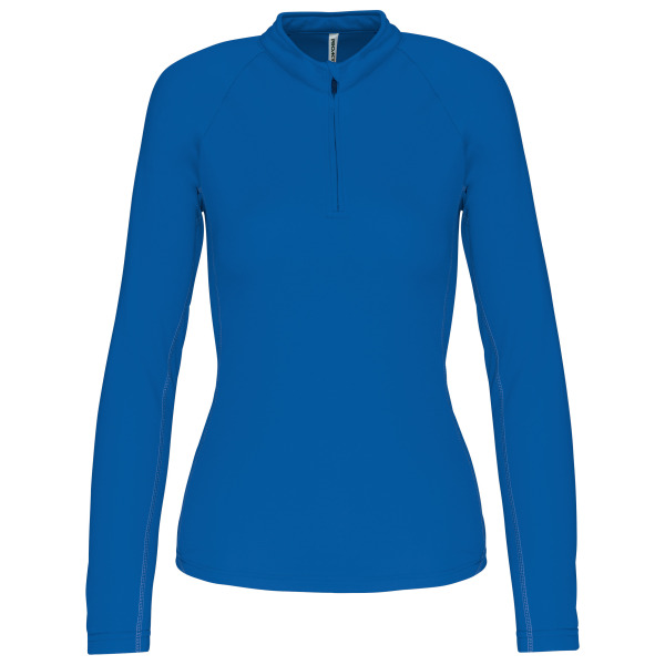 Damesrunningsweater Met Halsrits Sporty Royal Blue XS