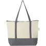 Repose 320 g/m² recycled cotton zippered tote bag 10L - Natural/Heather grey