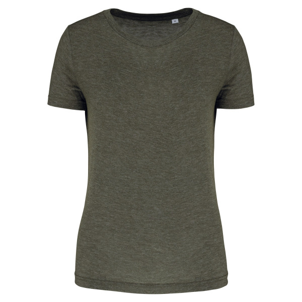 Damessport-T-shirt triblend met ronde hals Dark Khaki Heather XS