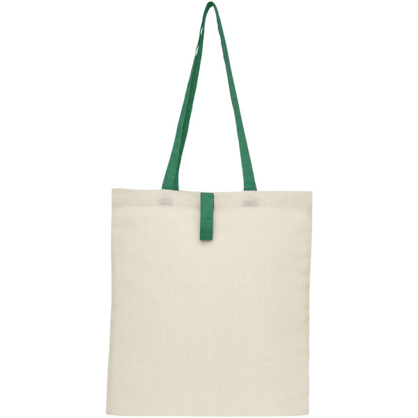 Nevada 100 g/m² cotton foldable tote bag 7L - Natural/Green