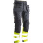 Jobman 2134 Hi-vis stretch trousers core hp grijs/geel C58