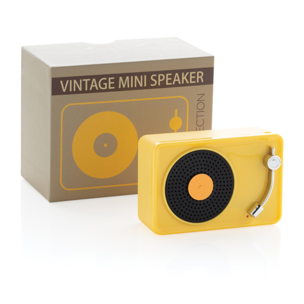 Mini Vintage 3W draadloze speaker, geel, zwart