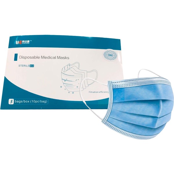 Medisch wegwerpmasker - 3-laags- Verkocht per pack van 50 maskers