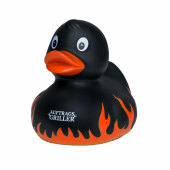 Squeaky duck flames with slogan