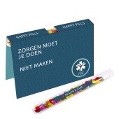 Kaart met 1 reageerbuisje mini choco's Kaart met 1 reageerbuisje mini choco's