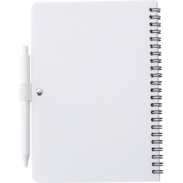 Antibacterial notebook with pen Mika white
